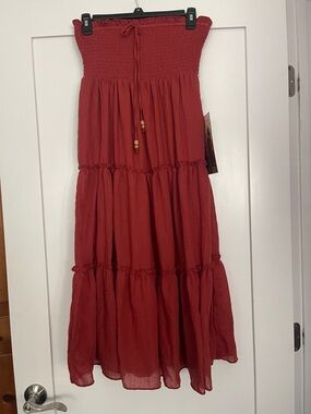 Red/Orange Ruffle Hem Skirt